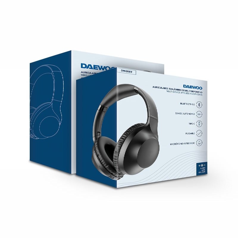 AURICULAR DAEWOO DIADEMA BLUETOOTH 5.3 NEGRO