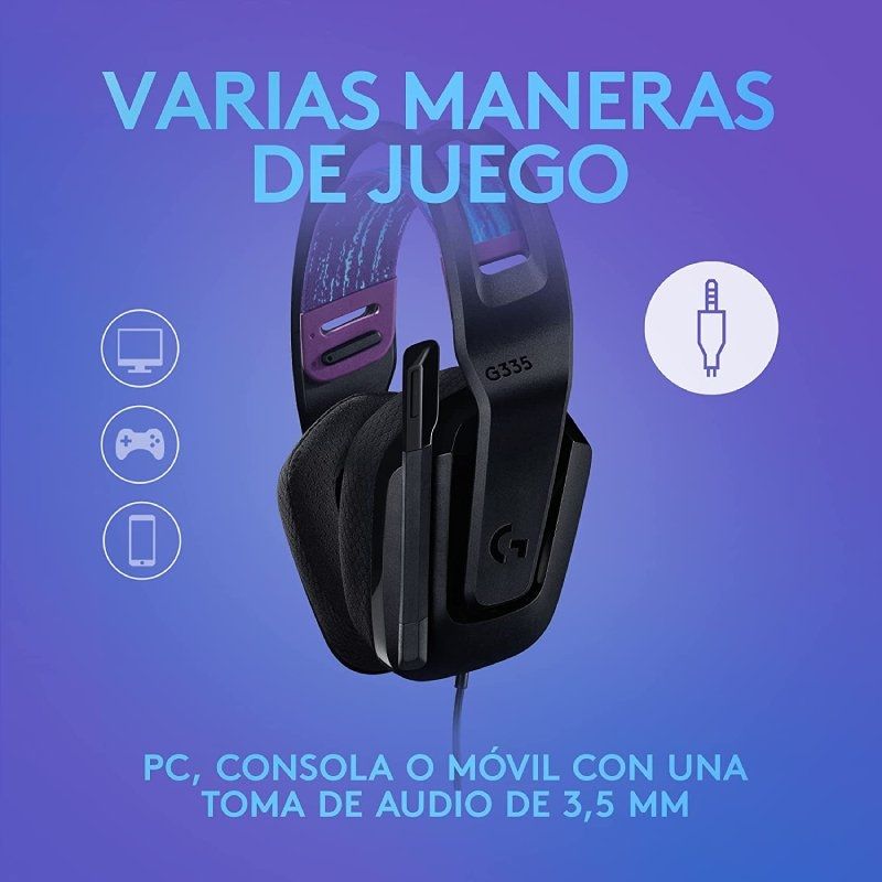 Auriculares Gaming con Micrófono Logitech G335/ Jack 3.5/ Negros - Imagen 2